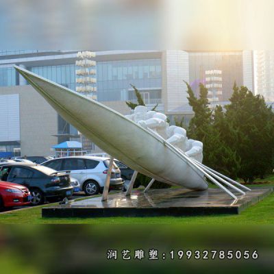 酒店不锈钢划船雕塑