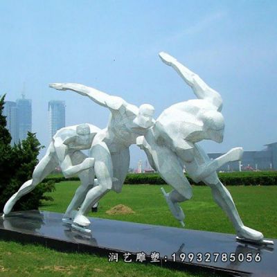企业不锈钢滑冰雕塑