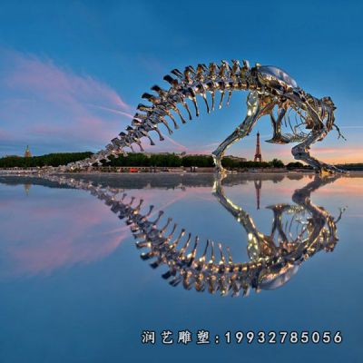 步行街不锈钢恐龙雕塑