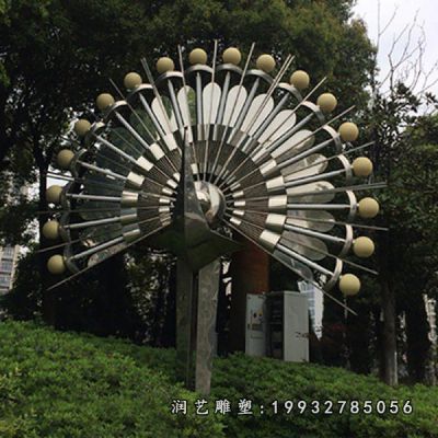 街道不锈钢动物孔雀雕塑