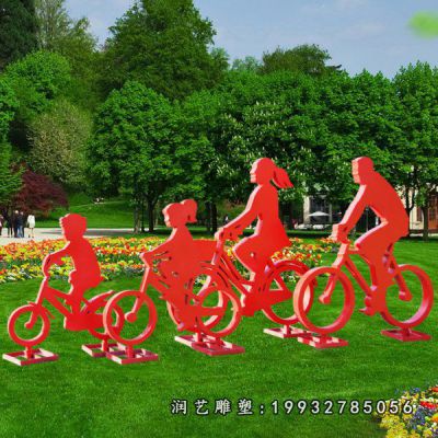 庭院不锈钢一家人雕塑