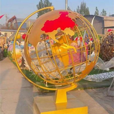 学校不锈钢地球仪景观雕塑