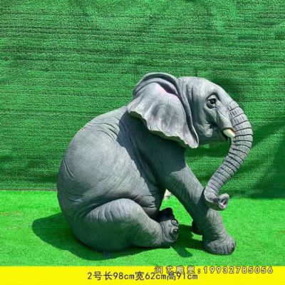 公园玻璃钢大象动物雕塑