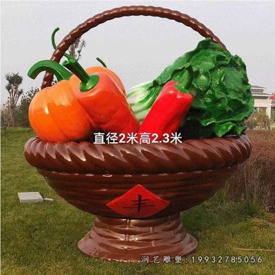 城市玻璃钢果篮景观雕塑