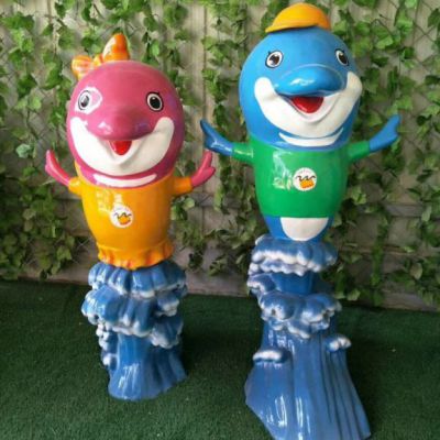 学校玻璃钢海豚动物雕塑