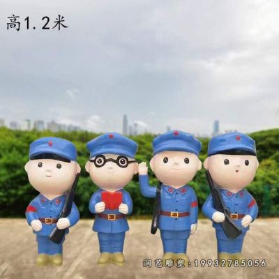 景区玻璃钢红军卡通雕塑