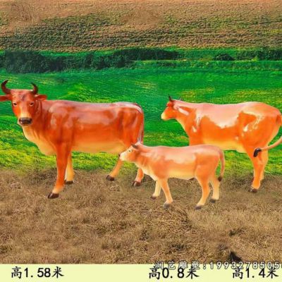 草坪玻璃钢黄牛动物雕塑