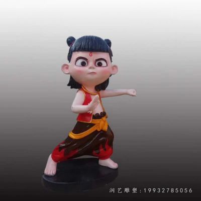 小区玻璃钢哪吒卡通雕塑