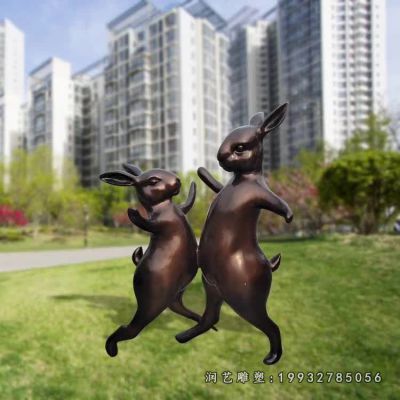 街道动物兔子铜雕