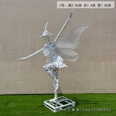 公司不锈钢花仙子雕塑