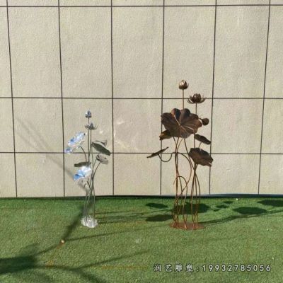 花园不锈钢荷花雕塑
