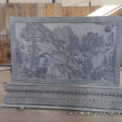 步行街景观影壁石雕