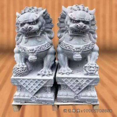 商业街动物狮子石雕