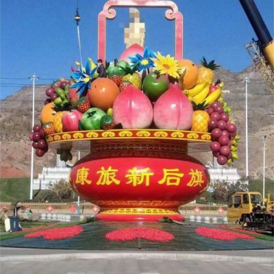 酒店不锈钢花篮雕塑