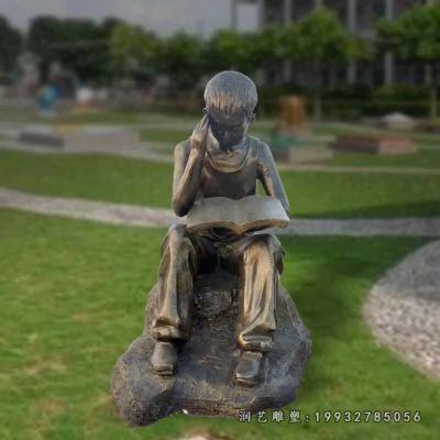 校园读书人物铜雕