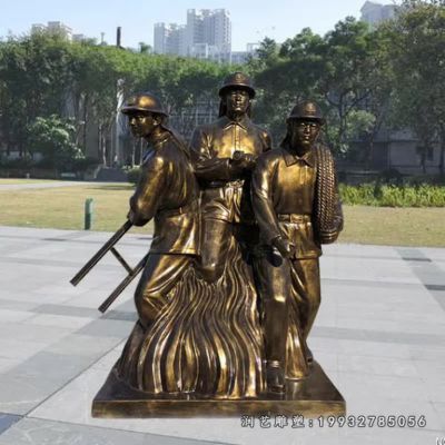 庭院消防员人物铜雕