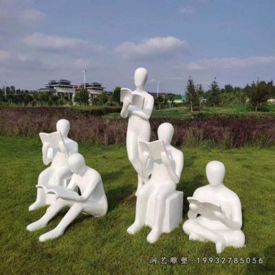 校园玻璃钢看书雕塑