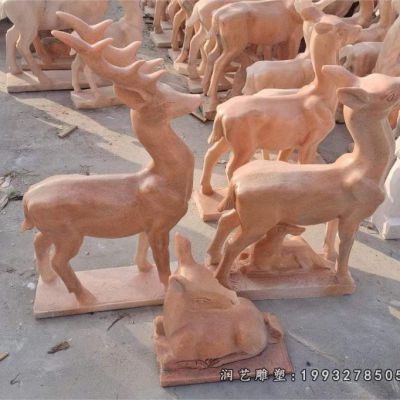 小区动物鹿石雕