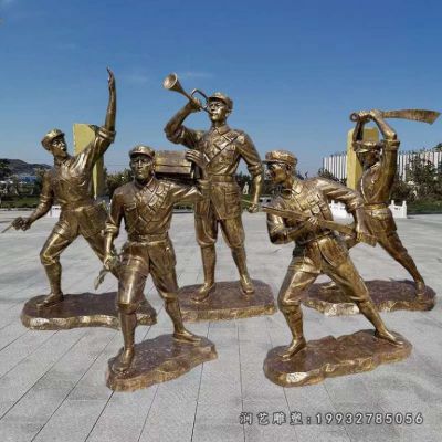 广场人物红军铜雕
