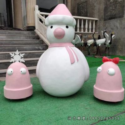 商业街玻璃钢雪人雕塑